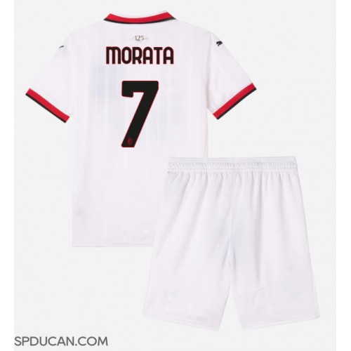 Dječji Nogometni Dres AC Milan Alvaro Morata #7 Gostujuci 2024-25 Kratak Rukav (+ Kratke hlače)